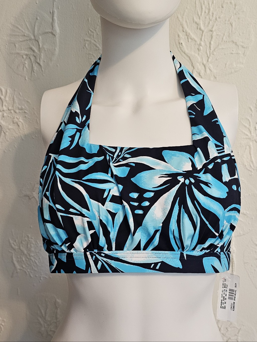 Lands' End Floral Halter Bikini Top Textured Women's Nwt Small